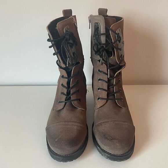 Diesel Taupe/Dark Tan Leather Combat & Moto Boots made in Portugal. - Picture 2 of 7
